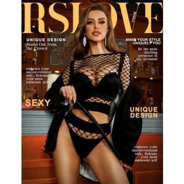 RSLOVE Women Sexy Mesh Lingerie Fishnet Babydoll Free Size Bodysuit See Through Shirts Long Sleeve B...