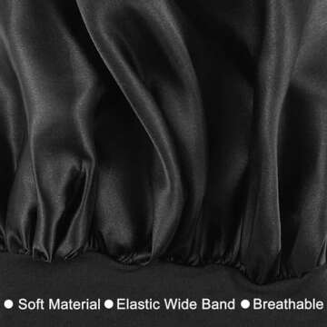 RANPHYKX 2Pcs Silk Bonnet Satin Bonnet for Sleeping Soft Elastic Band Hair Bonnets for Women Silk Hair Wrap for Curly Hair