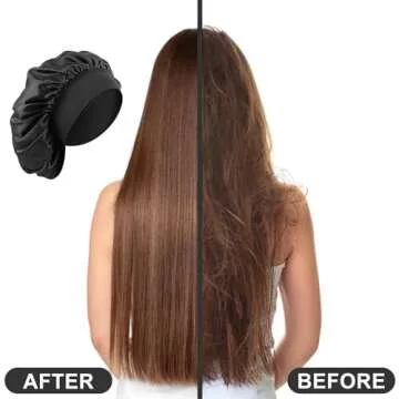 RANPHYKX 2Pcs Silk Bonnet Satin Bonnet for Sleeping Soft Elastic Band Hair Bonnets for Women Silk Hair Wrap for Curly Hair