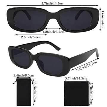 URATOT 10 Pack Retro Rectangle Sunglasses for Women