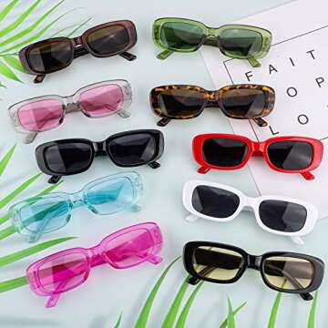 URATOT 10 Pack Retro Rectangle Sunglasses for Women