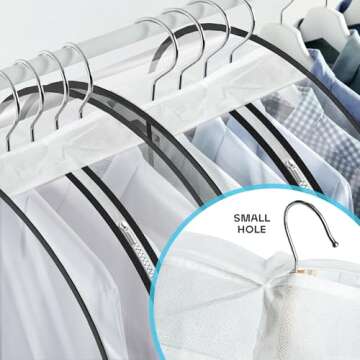 Lazebox Garment Bags for Travel and Closet Storage with Zipper, 40 inches Clear Suit Bag for Suits, Coats, Jackets, Shirts