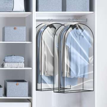 Lazebox Garment Bags for Travel and Closet Storage with Zipper, 40 inches Clear Suit Bag for Suits, Coats, Jackets, Shirts