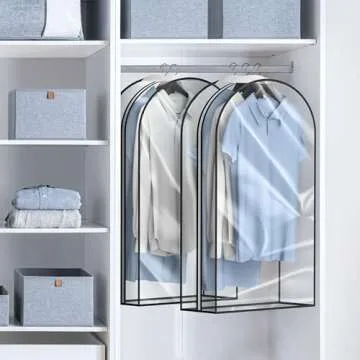 Lazebox Garment Bags for Travel and Closet Storage with Zipper, 40 inches Clear Suit Bag for Suits, Coats, Jackets, Shirts