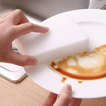 USMYTHA 100 Piece Bulk Pack Magic Melamine Cleaning Sponges 4"x2.4"x0.8", Ultra Durable for Year Lon...