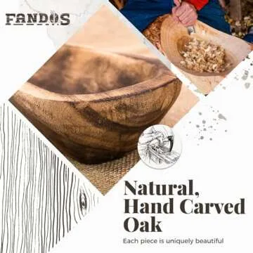 FANDOS Wooden Dough Bowl for Decor -17¾ in Long Dough Bowl Hand Carved Paulownia - Wood Bread Bowl for Decor - Rustic Decorative Long Wooden Bowl for Table Centerpiece