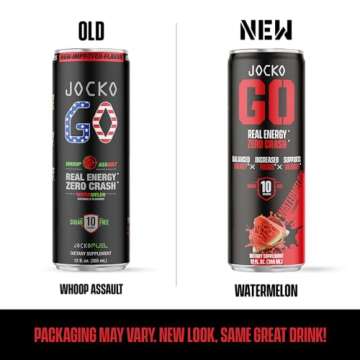 Jocko GO Energy Drink - KETO, Vitamin B12, Vitamin B6, Electrolytes, L Theanine, Magnesium- All Natural Energy Boost, Sugar Free Nootropic Monk Fruit Blend - 12 Pack (Watermelon)