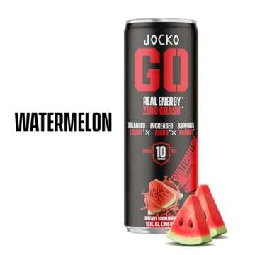 Jocko GO Energy Drink - KETO, Vitamin B12, Vitamin B6, Electrolytes, L Theanine, Magnesium- All Natural Energy Boost, Sugar Free Nootropic Monk Fruit Blend - 12 Pack (Watermelon)