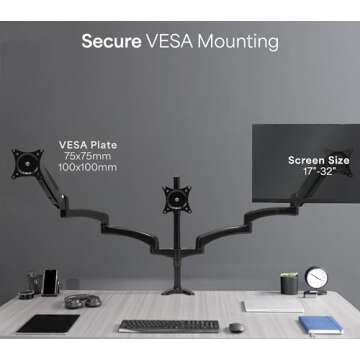 VIVO Triple Monitor Mount for 32" Screens, Adjustable Design