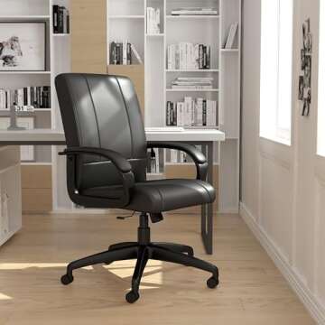 Boss Office Products Caressoft Executive Mid Back Chair in Black