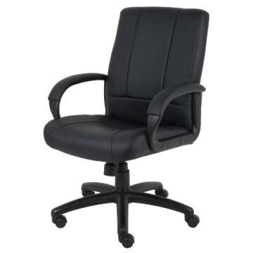 Boss Office Products Caressoft Executive Mid Back Chair in Black