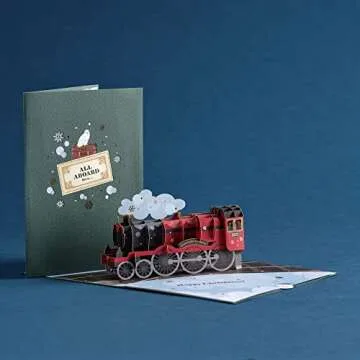 Lovepop Christmas Pop-Up Harry Potter Card for Her and Him - 3D Holiday Hogwarts Express Greeting Cards for Boys, Girls, Men, Women - 5" x 7" Train Card - Blank Note Card & Envelope Included