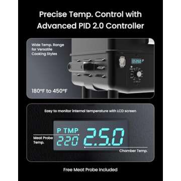 Z GRILLS 200A Portable Wood Pellet Grill & Smoker, Tabletop Wood Pellet Smoker with PID V2.0 Controller, Meat Probes, 202 sq.in Cooking Area, Fit for RVs, Road Trips & Apartments