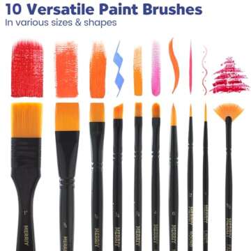 MERRIY Artist Acrylic Paint Set, Painting Supplies Kit with Tabletop Sketch Box Easel, 12 Colors Acrylic Paints,10"x 12" Stretched Canvas,Premium Acrylic Painting Set for Artist Adults, Beginners