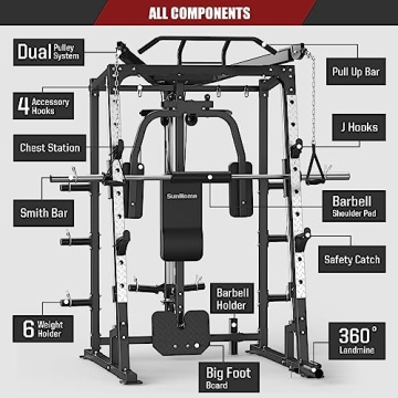 SunHome Smith Machine Power Cage for Complete Home Workouts