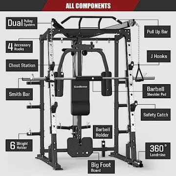 SunHome Smith Machine Power Cage for Complete Home Workouts