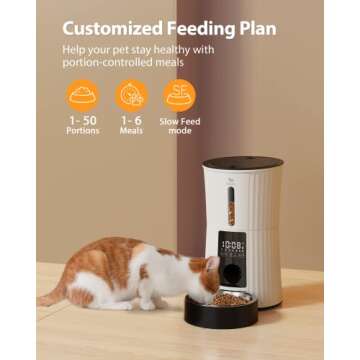 Petory Timed Automatic Cat Feeders - 4L Programable Dry Food Dispenser for Cats and Small Medium Dog...