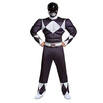 Men's Black Ranger Classic Muscle Costume for Power Ranging