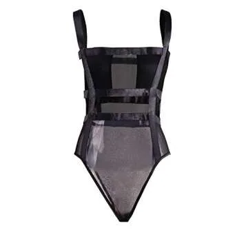 GUXMO Womens Sexy See Through Bodysuit Clubwear