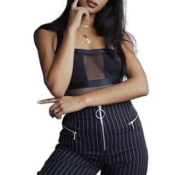 GUXMO Womens Sexy See Through Bodysuit Clubwear