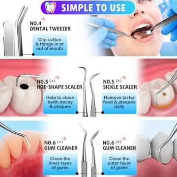 G.CATACC Dental Tools, Dental Pick Teeth Cleaning Tools Hygiene Kit, Plaque Remover for Teeth, Professional Stainless Steel Tooth Scraper Plaque Tartar Cleaner - with Case