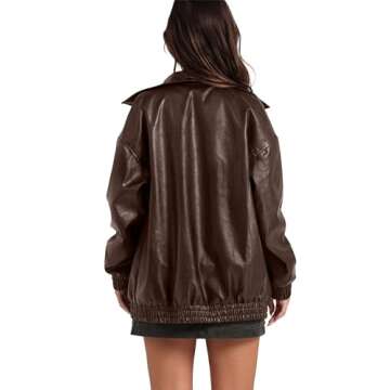 SAMPEEL Brown Leather Jacket Women Faux Oversized Motorcycle Bomber Coats 2025 Fall Fashion Outfits Winter Clothes XL