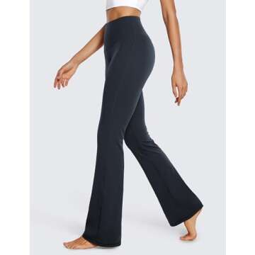 CRZ YOGA Womens Butterluxe High Waist Flare Pants 32 Inches - Yoga Bootcut Wide Leg with Pocket Lounge True Navy Medium