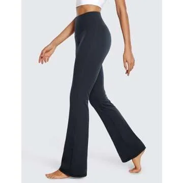 CRZ YOGA Womens Butterluxe High Waist Flare Pants 32 Inches - Yoga Bootcut Wide Leg with Pocket Lounge True Navy Medium