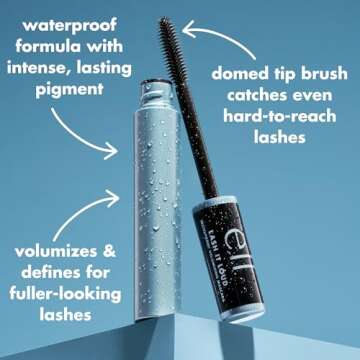 e.l.f. Lash It Loud Waterproof Mascara, Volumizing Formula For Mega Lashes, Creates Fuller & Bolder Eyelashes, Vegan & Cruelty-Free, Black