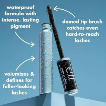 e.l.f. Lash It Loud Waterproof Mascara, Volumizing Formula For Mega Lashes, Creates Fuller & Bolder Eyelashes, Vegan & Cruelty-Free, Black