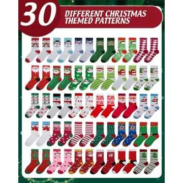 Neer 30 Pair Kid Christmas Socks Colorful Cute Creative Fancy Crew Fun Novelty Design Socks for Toddler Children Boys Girls(Suitable for Age 6-10,Lovely)