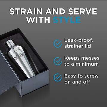 Bartesian Stainless Steel Cocktail Shaker - 16 Ounce Bartender Cocktails Shakers Bar Accessories for the Home - Bartending Mixology Barware Mixer Cup - Professional Mixed Drink Shaker Utensil Tool