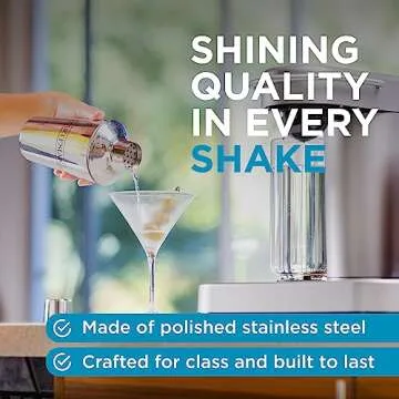 Bartesian Stainless Steel Cocktail Shaker - 16 Ounce Bartender Cocktails Shakers Bar Accessories for the Home - Bartending Mixology Barware Mixer Cup - Professional Mixed Drink Shaker Utensil Tool