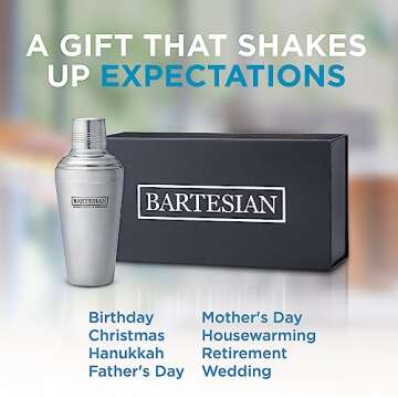 Bartesian Stainless Steel Cocktail Shaker - 16 Ounce Bartender Cocktails Shakers Bar Accessories for the Home - Bartending Mixology Barware Mixer Cup - Professional Mixed Drink Shaker Utensil Tool