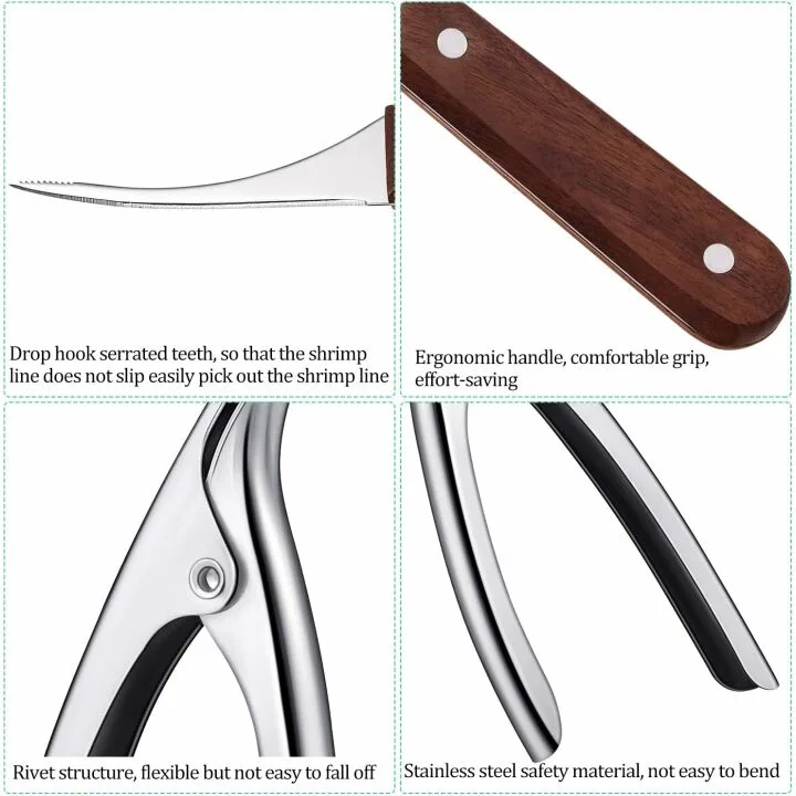Stainless Steel Shrimp Deveiner Tool - 2 Sets