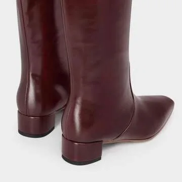 MUCCCUTE Knee High Boots for Women Stylish Burgundy Square Toe