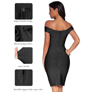 Meilun Women's Rayon Strap V-Neck Bandage Bodycon Party Dress – Elegant Style