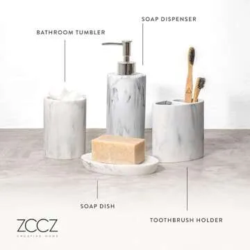 ZCCZ Marble Look Bathroom Accessory Set for Modern Decor