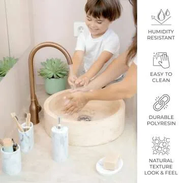 ZCCZ Marble Look Bathroom Accessory Set for Modern Decor