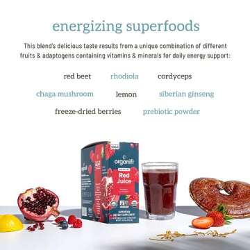 Organifi Red Juice - Energy Powder Reduces Afternoon Crashes and Boosts Digestion and Immune System, 14 Go Packets