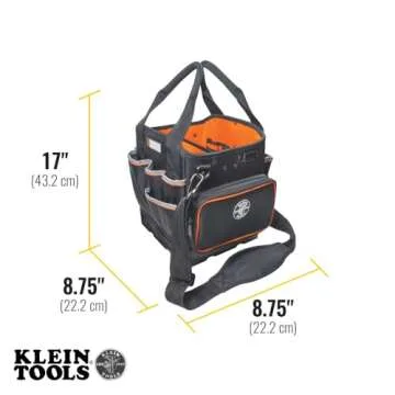 Klein Tools 5541610-14 Tool Bag with Shoulder Strap Has 40 Pockets for Tool Storage and Orange Interior