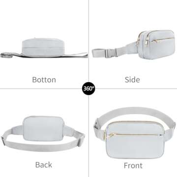 Frenou Fashion Fanny Bag-Waist Pack With Adjustable Belt Bag-Unisex Crossbody Pack For Travel Running Hiking-Light Grey