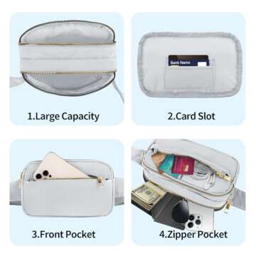 Frenou Fashion Fanny Bag-Waist Pack With Adjustable Belt Bag-Unisex Crossbody Pack For Travel Running Hiking-Light Grey