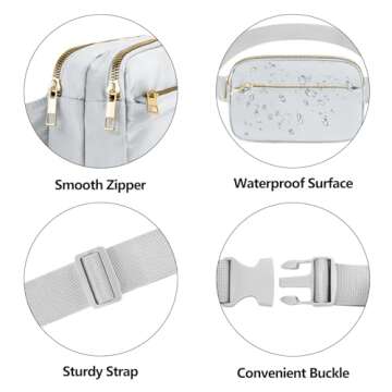 Frenou Fashion Fanny Bag-Waist Pack With Adjustable Belt Bag-Unisex Crossbody Pack For Travel Running Hiking-Light Grey
