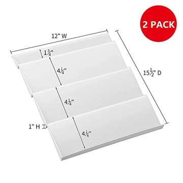 Adjustable Spice Rack, Expandable Plastic Tray Drawer Organizer 12" to 24" Stackable Tray, 4 Slanted Tier Spice Storage Organizer Insert, for Spice Jars, Vitamins, Seasonings Kitchen Drawer Cabinet