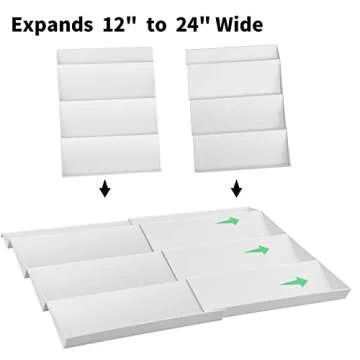 Adjustable Spice Rack, Expandable Plastic Tray Drawer Organizer 12" to 24" Stackable Tray, 4 Slanted Tier Spice Storage Organizer Insert, for Spice Jars, Vitamins, Seasonings Kitchen Drawer Cabinet