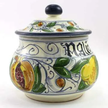Handmade Italian Ceramic Garlic Jar from Gubbio
