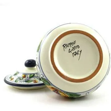 Handmade Italian Ceramic Garlic Jar from Gubbio