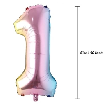 40 inch Rainbow Gradient Number Foil Balloons for Parties