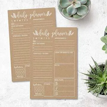 Rustic Undated Daily Task Planner To do List Pad, School Family Life Work Personal Productivity Notepad, Day Schedule Organizer, Cute Water Health Fitness Exercise Goal Habit Tracker 50 Tear Off Pages